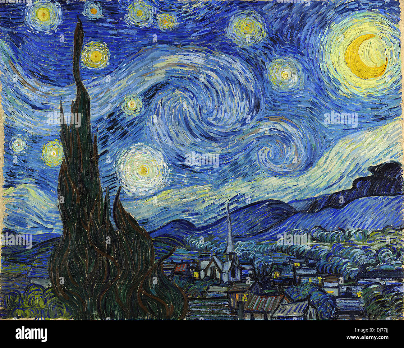 Die Sternennacht von Vincent Van Gogh Stockfoto