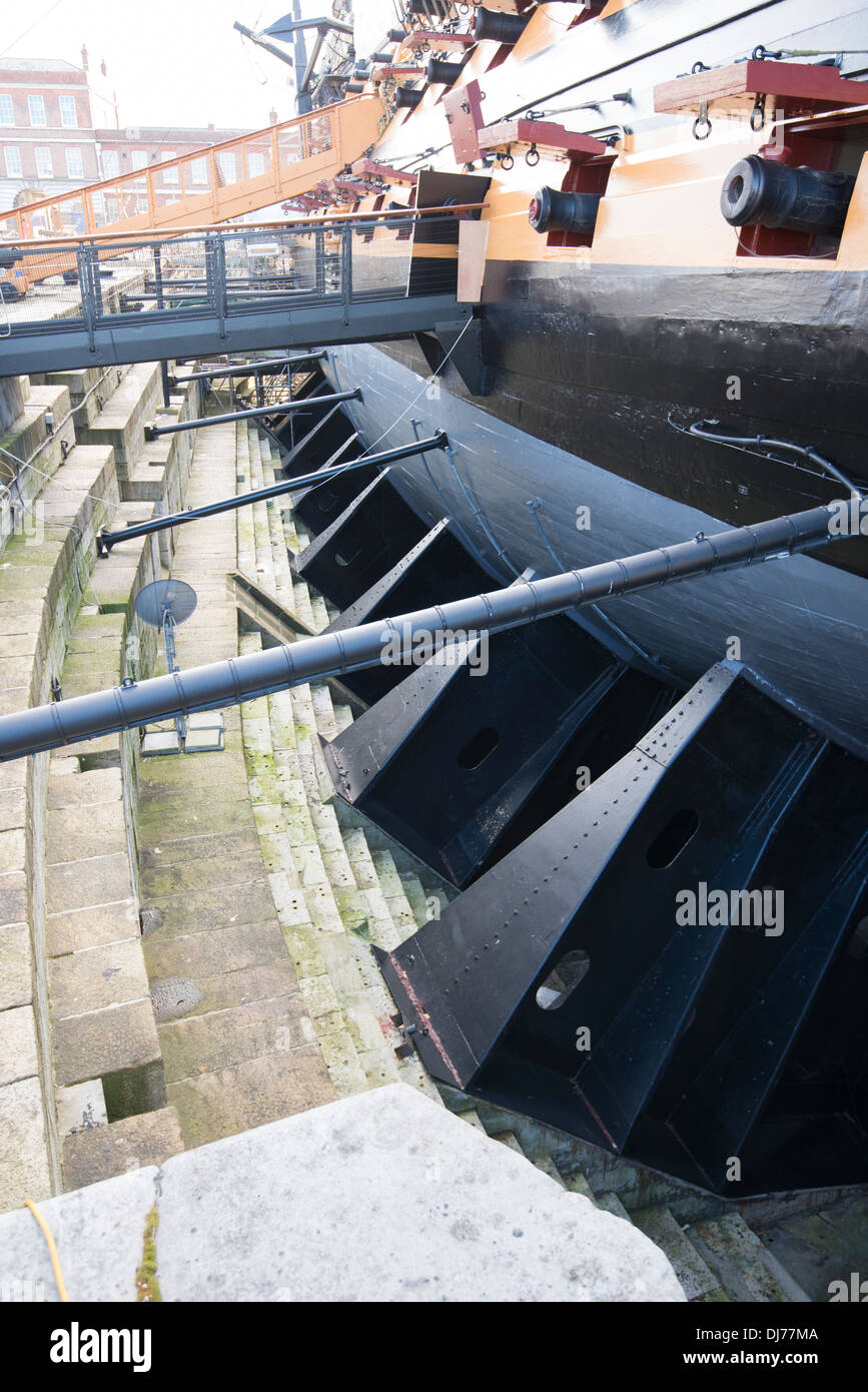 HMS Victory Rumpf im Trockendock Stockfoto