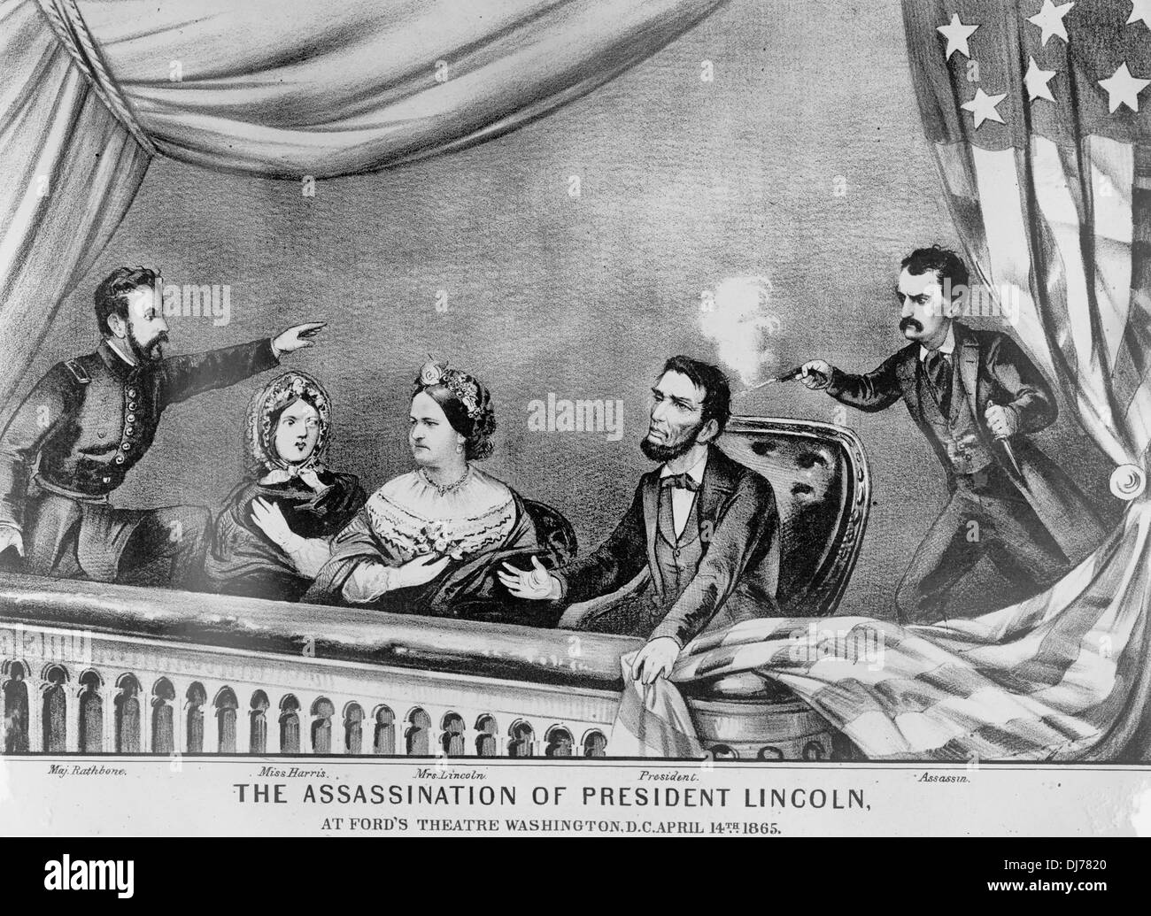 Ermordung von Präsident Lincoln im Ford-Theater, 15. April 1865 Stockfoto