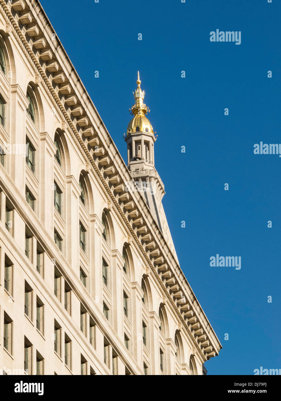 Top-Pf MetLife Turm und Gebäude-Fassade, 23rd Street, NYC, USA Stockfoto