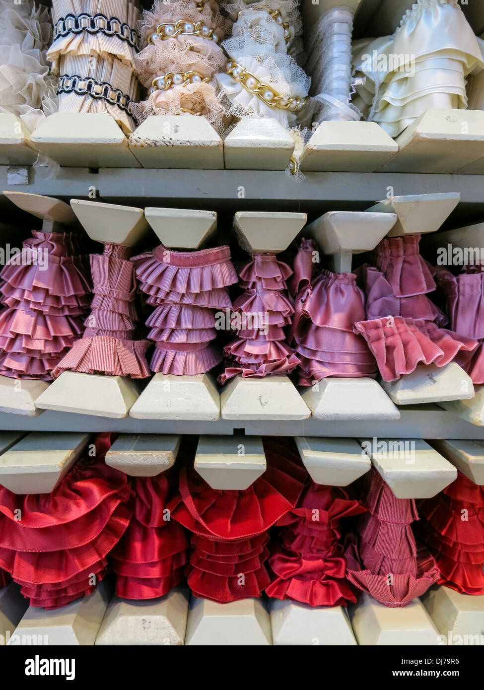 Luxus-Rollen von plissierten Trim Nahaufnahme Stockfoto