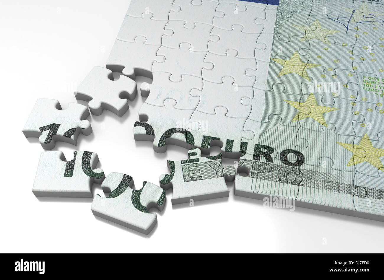 Unvollständige Euro Puzzle (computergenerierte Bild mit hoher Auflösung) Stockfoto