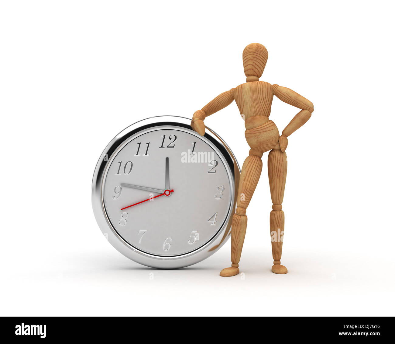 Dummy mit Uhr (isoliert auf weißem Hintergrund) Stockfoto