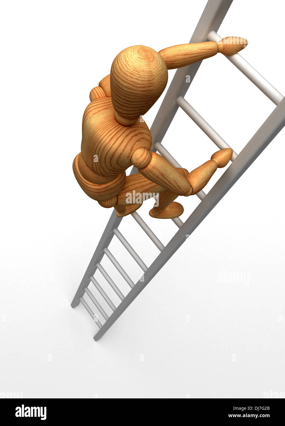 Mannequin Treppensteigen (isoliert auf weißem Hintergrund) Stockfoto