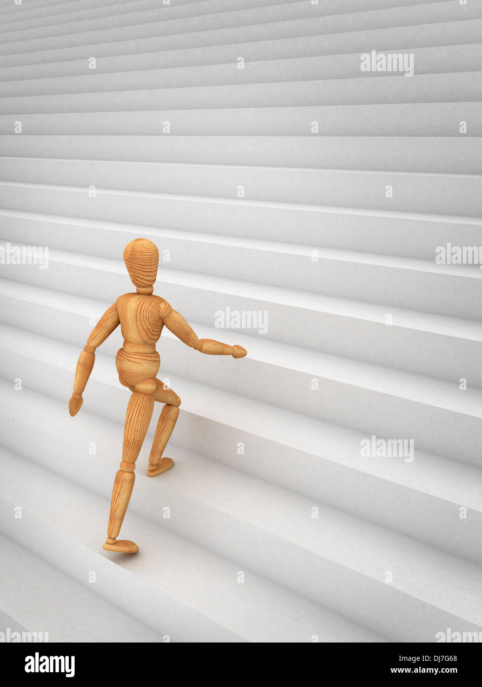 Mannequin Treppensteigen (isoliert auf weißem Hintergrund) Stockfoto