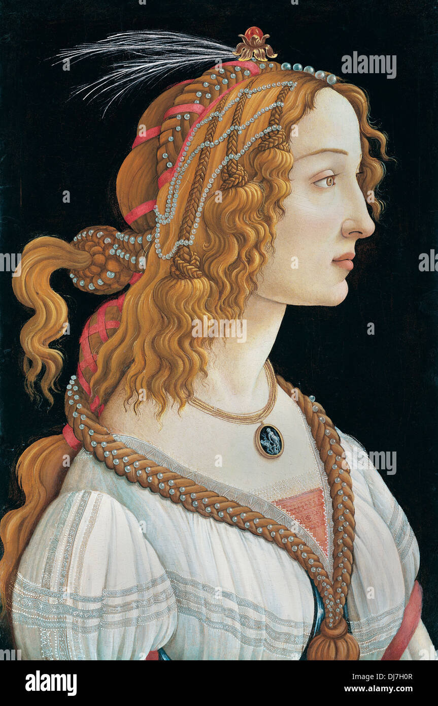 Sandro Botticelli, idealisierten Portrait of a Lady. 1480 Tempera und Gold auf Holz. Städel, Frankfurt Am Main, Deutschland. Stockfoto