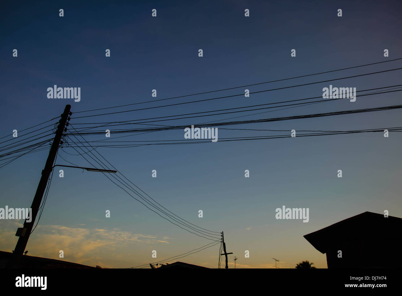 Strom post am Abend im Herkunftsland Thailand. Stockfoto