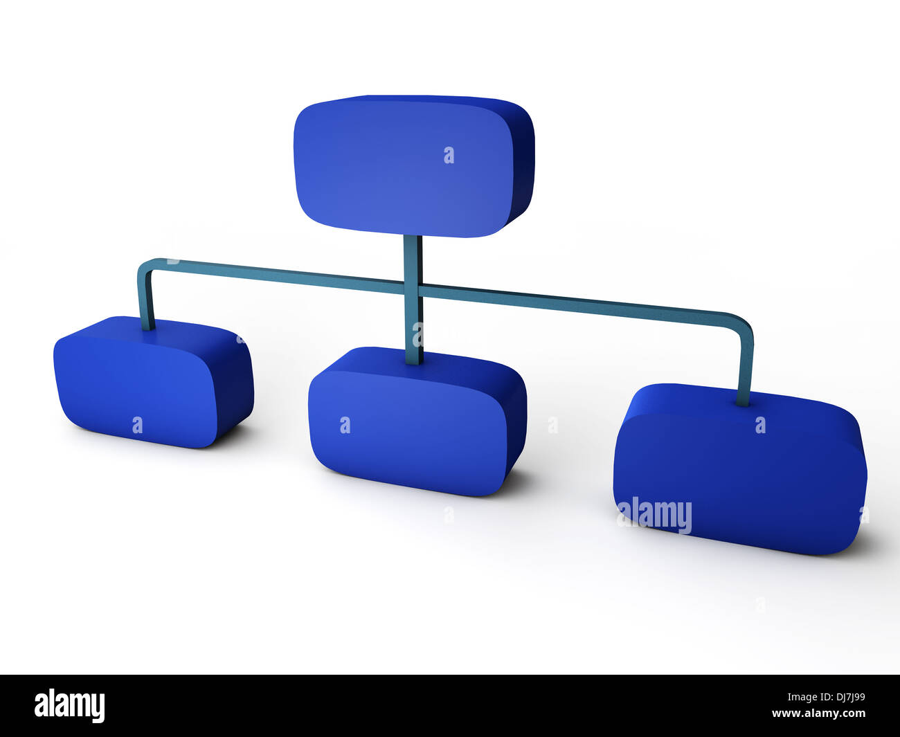 Blaue Netzwerksymbole auf weißem Hintergrund Stockfoto