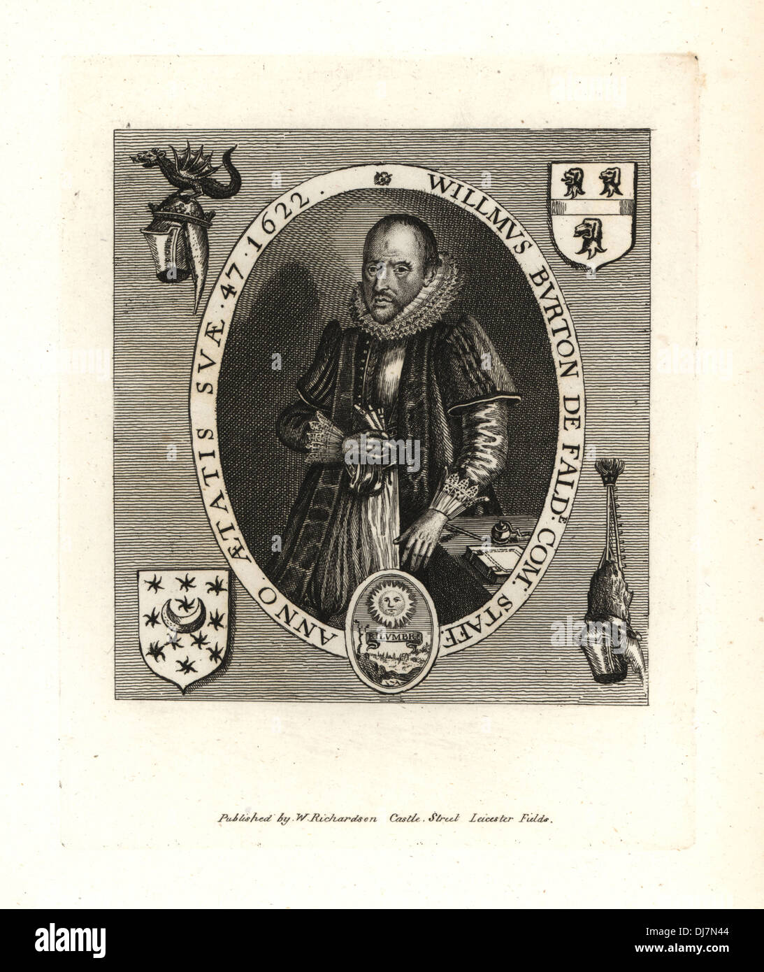 William Burton, Antiquar von Falde in Staffordshire, 1622, im Alter von 47 Jahren. Stockfoto