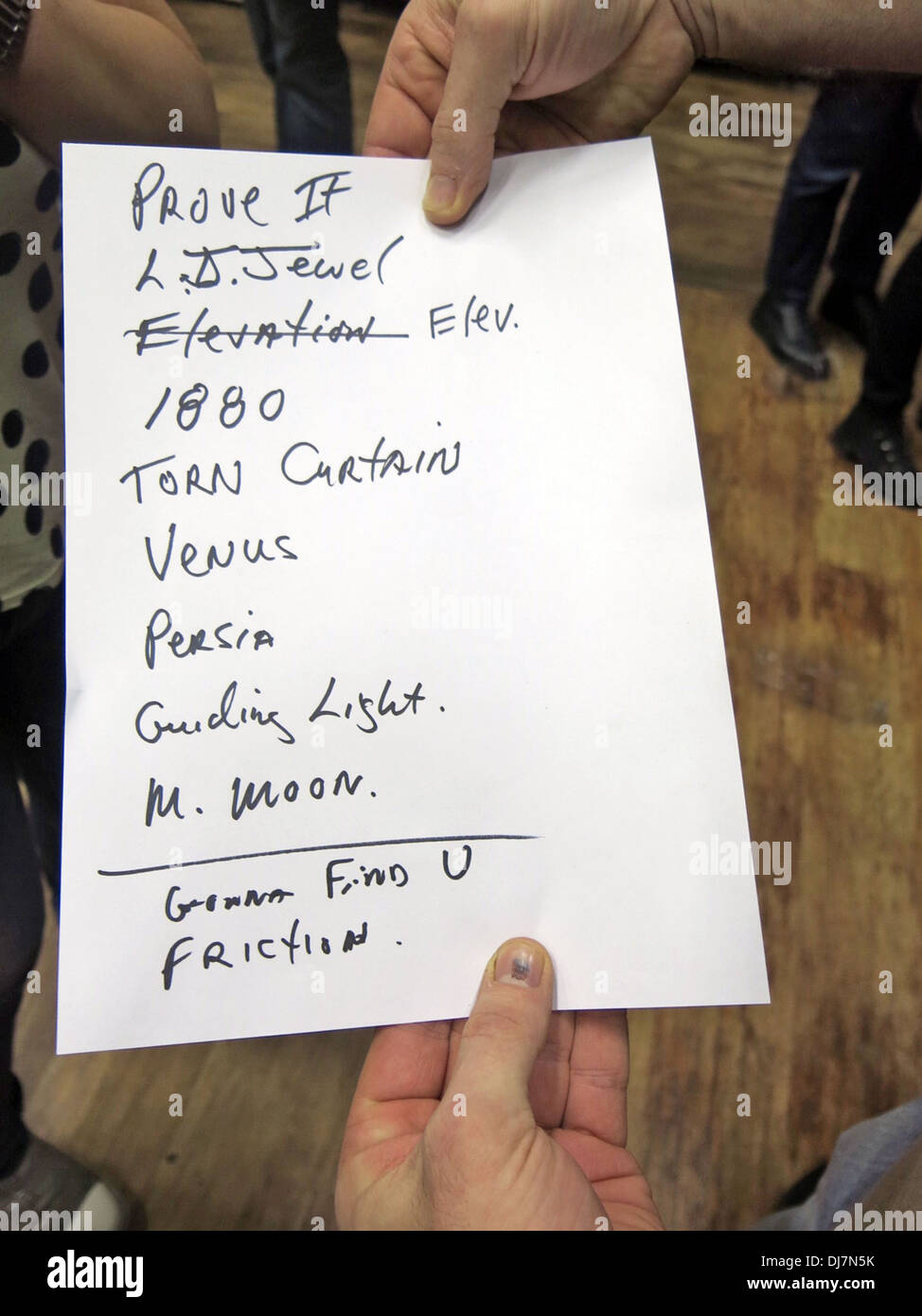 TV Konzert Manchester Academy 17.11.2013 setlist Stockfoto