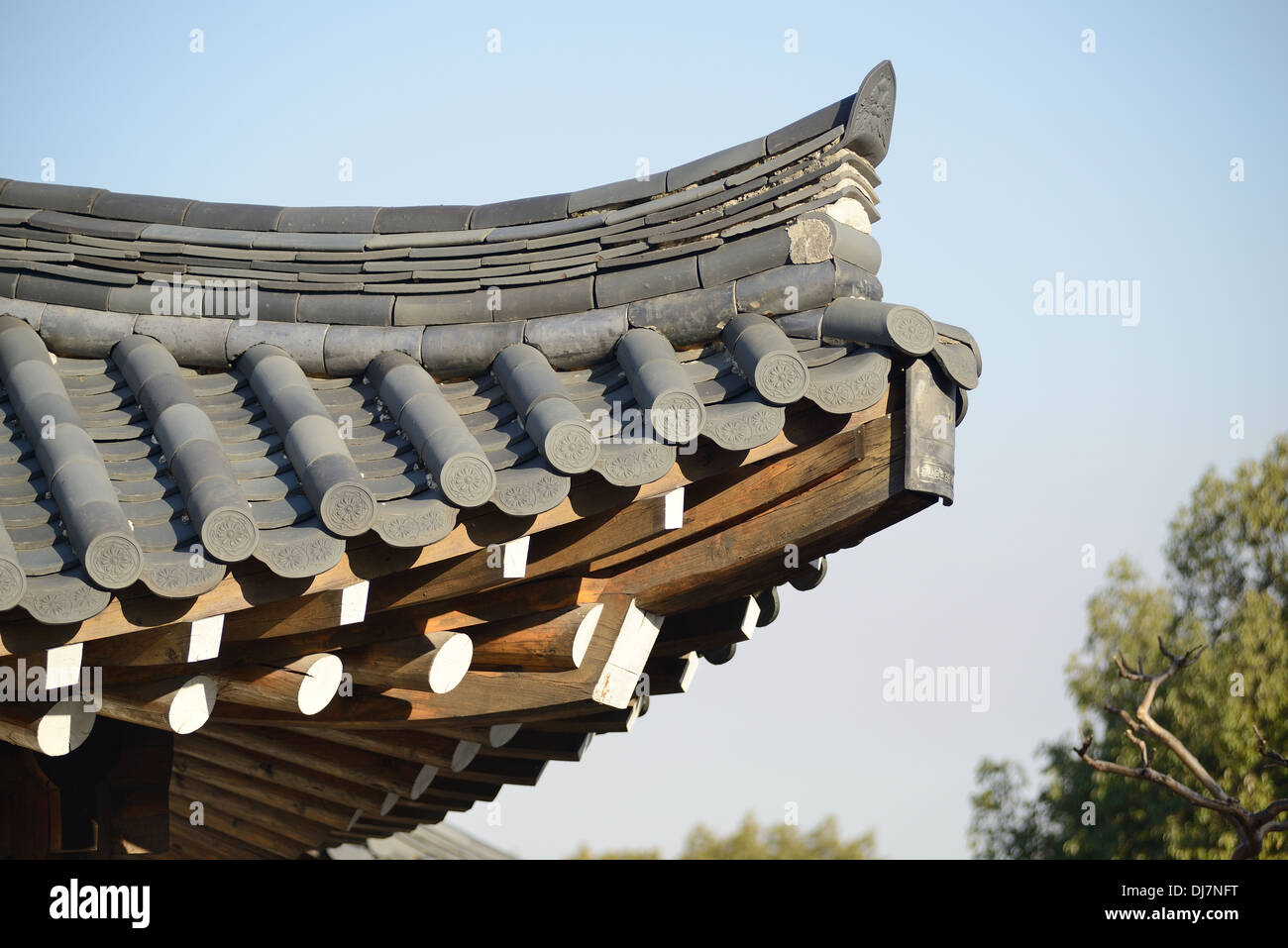 Traufe des koreanischen traditionellen Gebäude Stockfoto