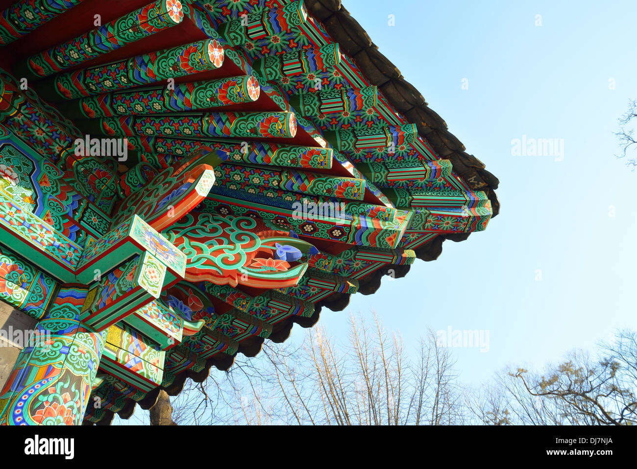 ein Boden-Design der koreanischen traditionellen Dach Stockfoto