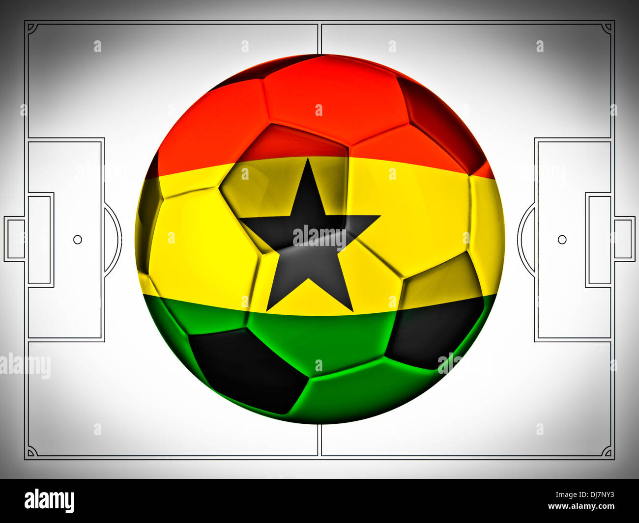 Fußball mit Ghana Flagge Illustration, Konzept Stockfoto