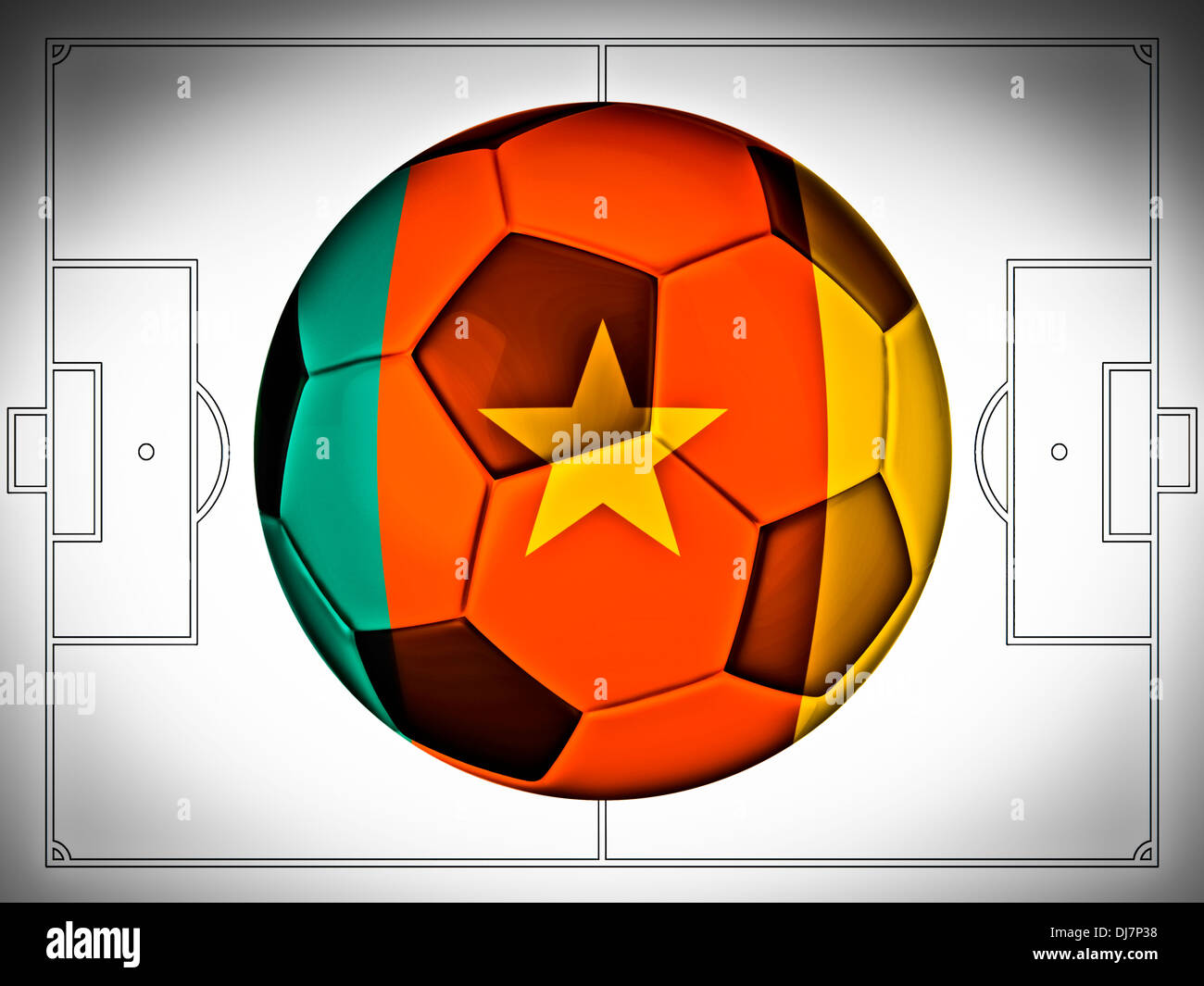 Fußball mit Kamerun Flagge Illustration, Konzept Stockfoto