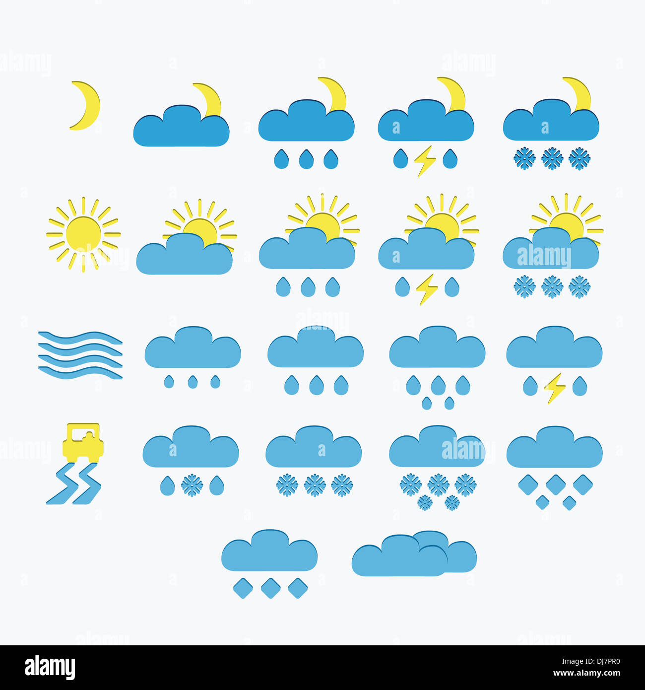 Satz von minimalistischen Wettersymbole Stockfoto