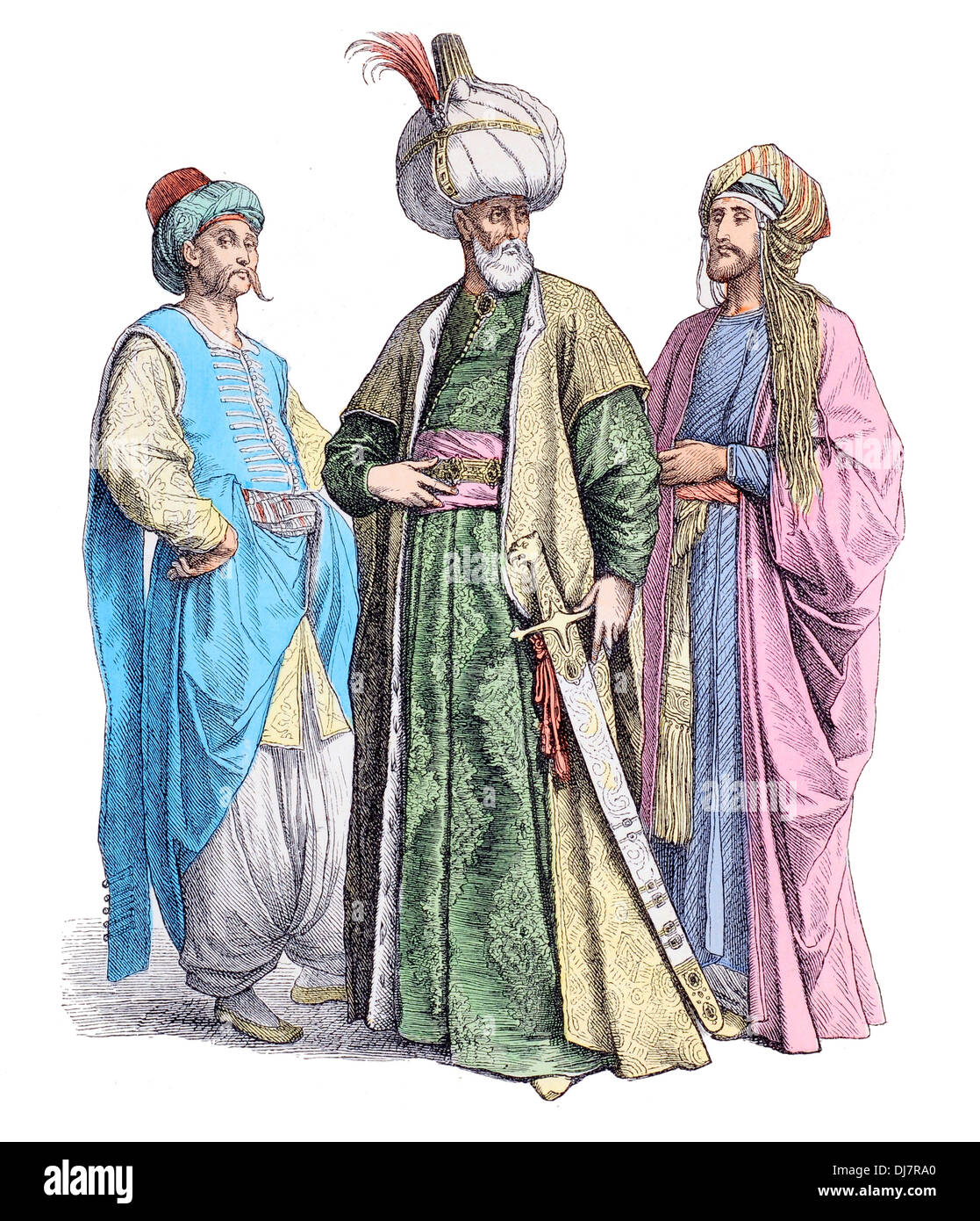 Türkische Männer von Rang Ottoman-Sultan mit Höflinge Stockfoto