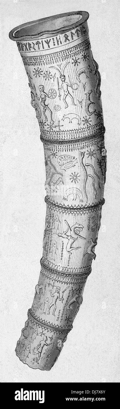 Diese Abbildung zeigt eine goldene Horn von Gallehus diesem Datum bis zum frühen fünften Jahrhundert, Anfang der Germanischen Eisenzeit. Stockfoto