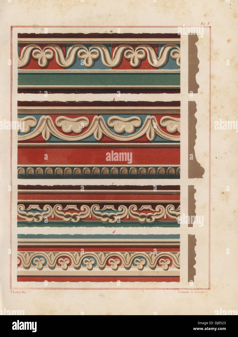 Wanddekorationen von einem nicht identifizierten Haus in Pompeji. Stockfoto
