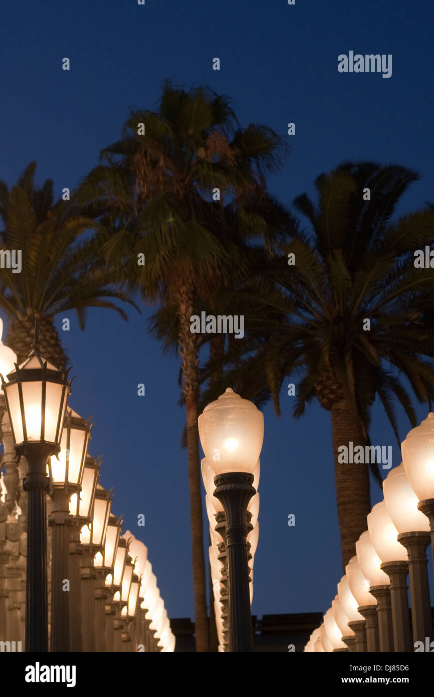 Städtischen Lichtinstallation von Chris Burden im LACMA (Los Angeles County Museum of Art) Stockfoto