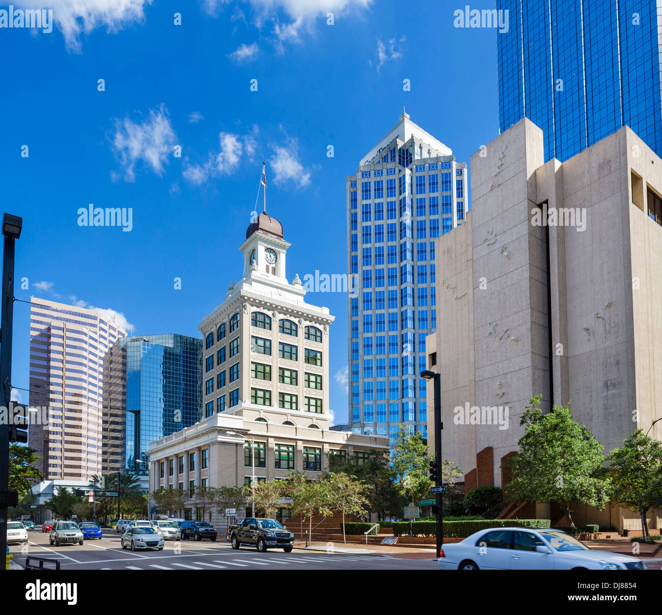 East Kennedy Boulevard in der Innenstadt mit alten Rathaus im Zentrum, Tampa, Florida, USA Stockfoto