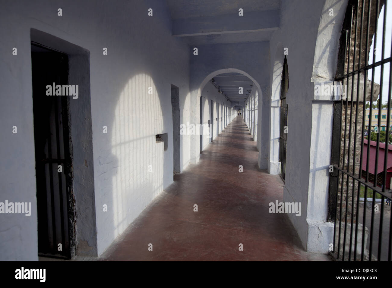 Korridor von Cellular Jail, Port Blair, Andaman Inseln, Indien Stockfoto