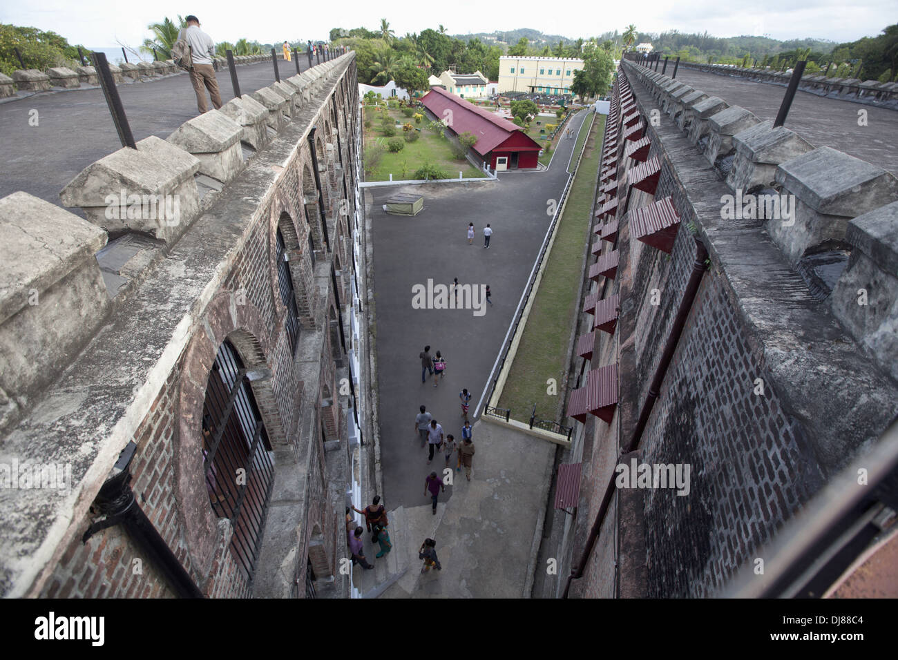 Blick von oben auf die Cellular Jail, Port Blair, Andaman Inseln, Indien Stockfoto