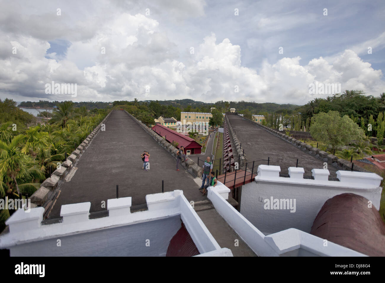 Blick von oben auf die Cellular Jail, Port Blair, Andaman Inseln, Indien Stockfoto