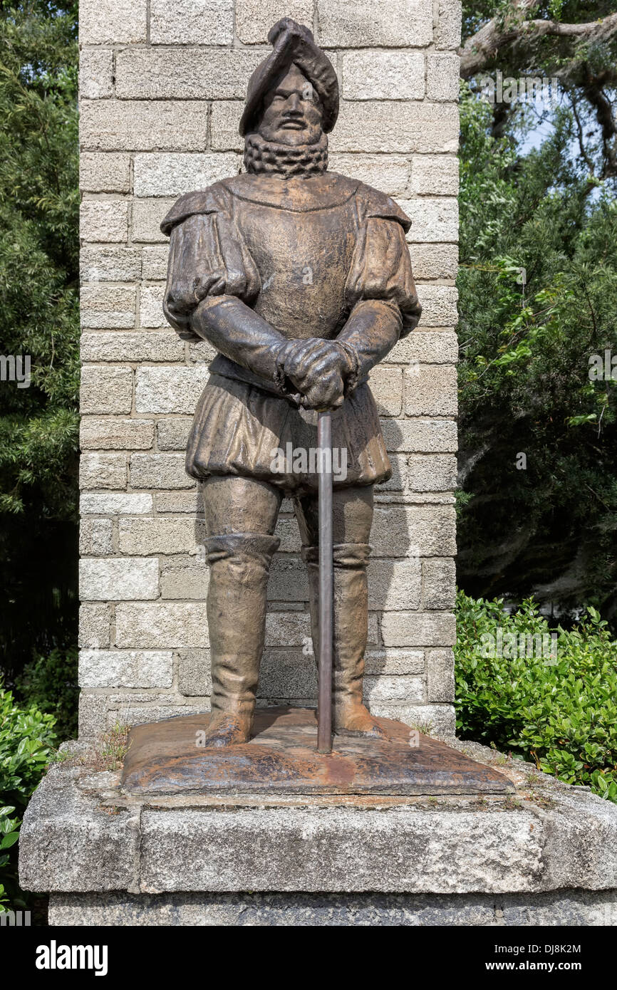 Eroberer - der spanische Soldat auf Wache am St Augustine Stadttore Stockfoto