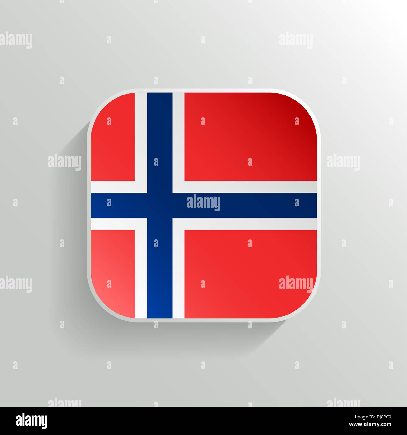 Button - Norwegen Flaggensymbol auf weißem Hintergrund Stockfoto