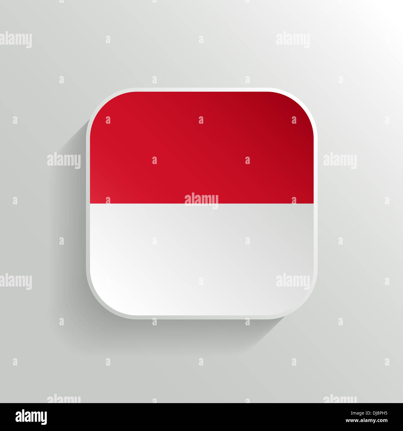Button - Indonesien Flaggensymbol auf weißem Hintergrund Stockfoto
