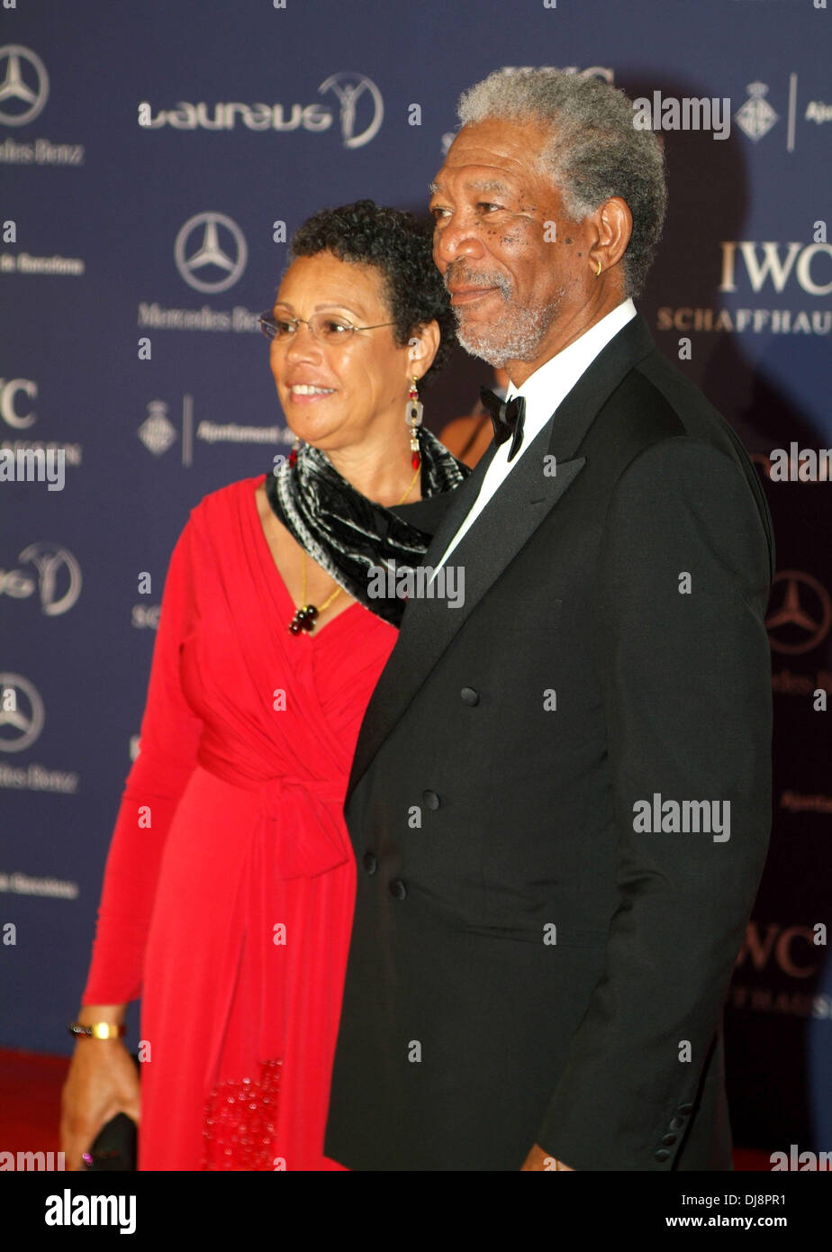 Morgan Freeman Und Ehefrau Myrna Laureus Sports Awards 2007, Barcelona (Spanien) Stockfoto