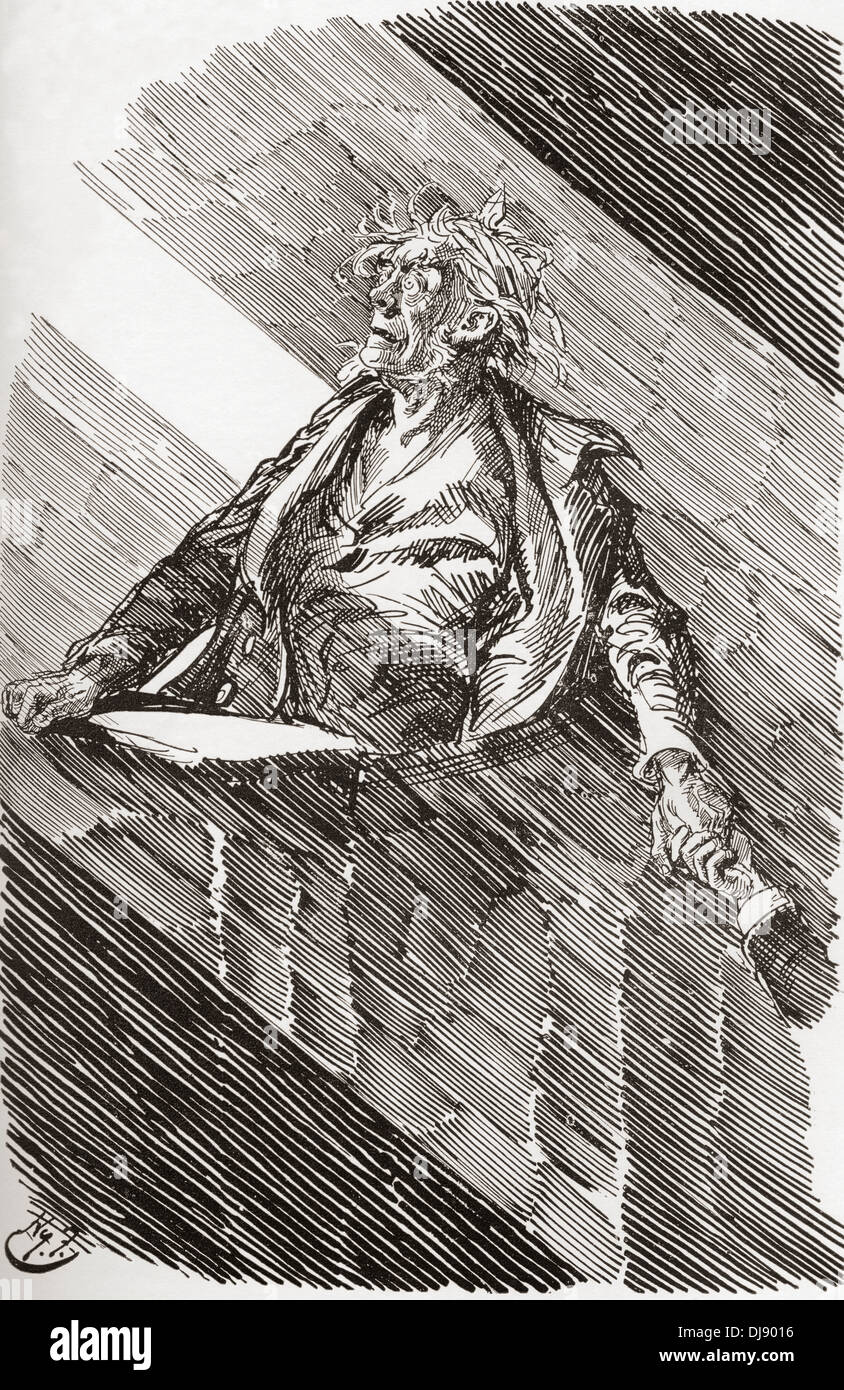 Magwitch unter Todesstrafe. Illustration von Harry Furniss für die Charles Dickens Roman Great Expectations. Stockfoto