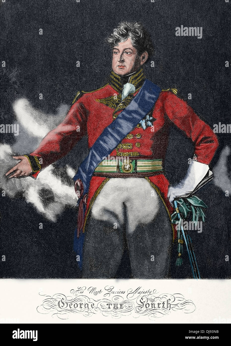 George V (1762-1830). König des Vereinigten Königreichs von Großbritannien und Irland und König von Hannover. Farbige Gravur. Stockfoto