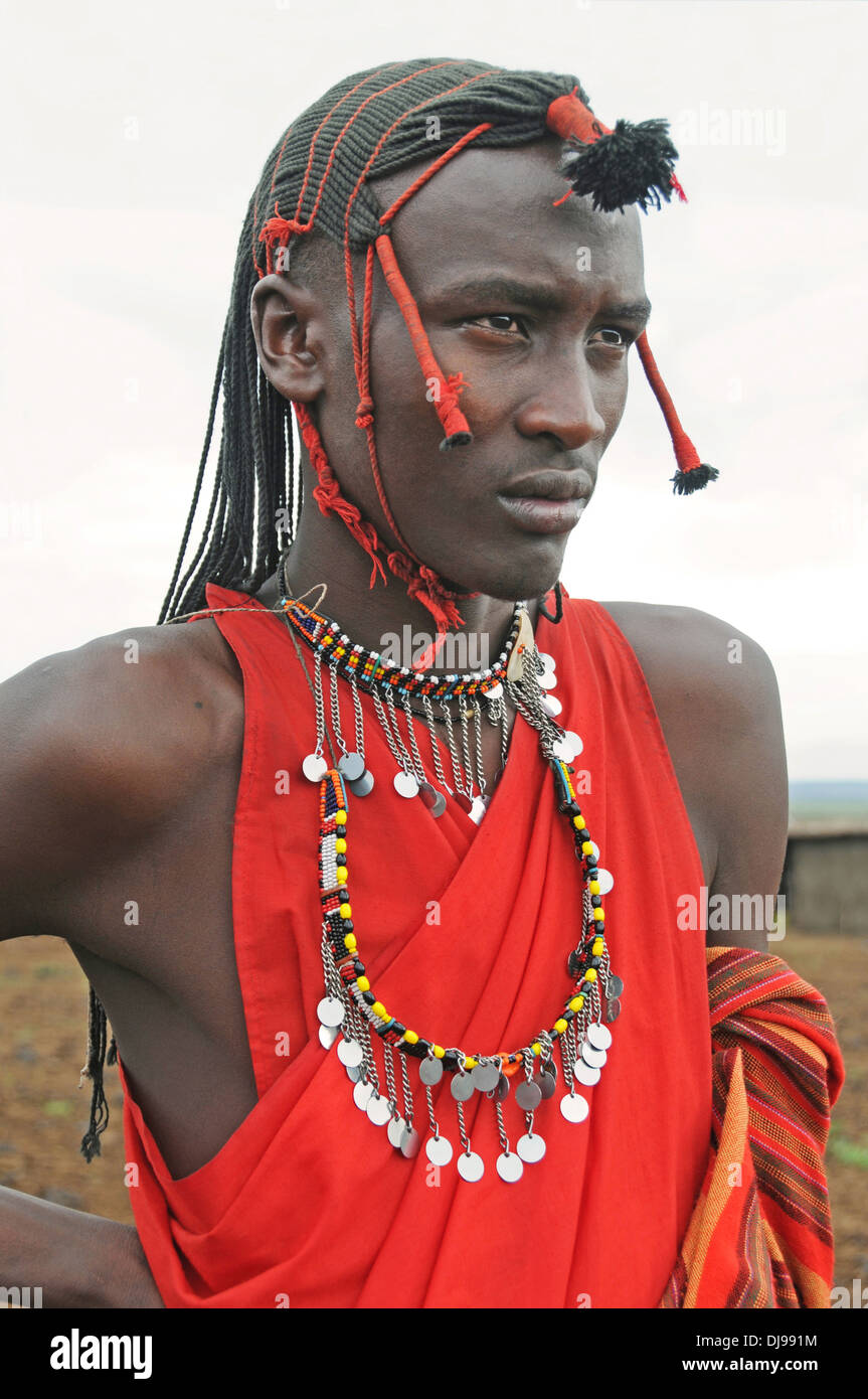 Massai-Stamm, Masai Mara, Provinz Rift Valley in Kenia, Ostafrika Stockfoto