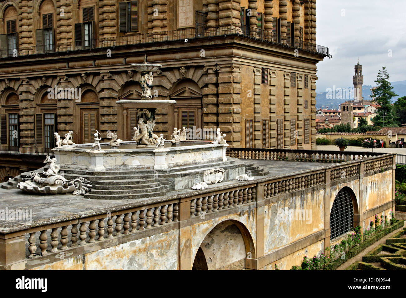 Blick vom result Pitti auf Campanile Palazzo Vecchio, Florenz, Italien Stockfoto