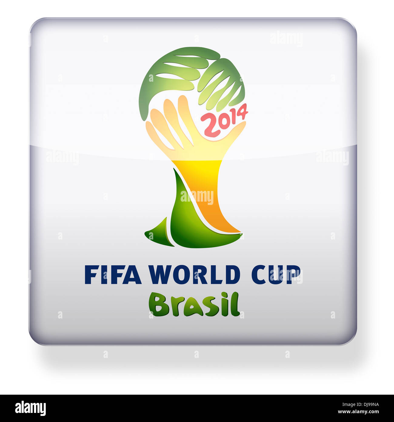 Brasilien 2014 WM Logo als ein app-Symbol. Clipping-Pfad enthalten. Stockfoto