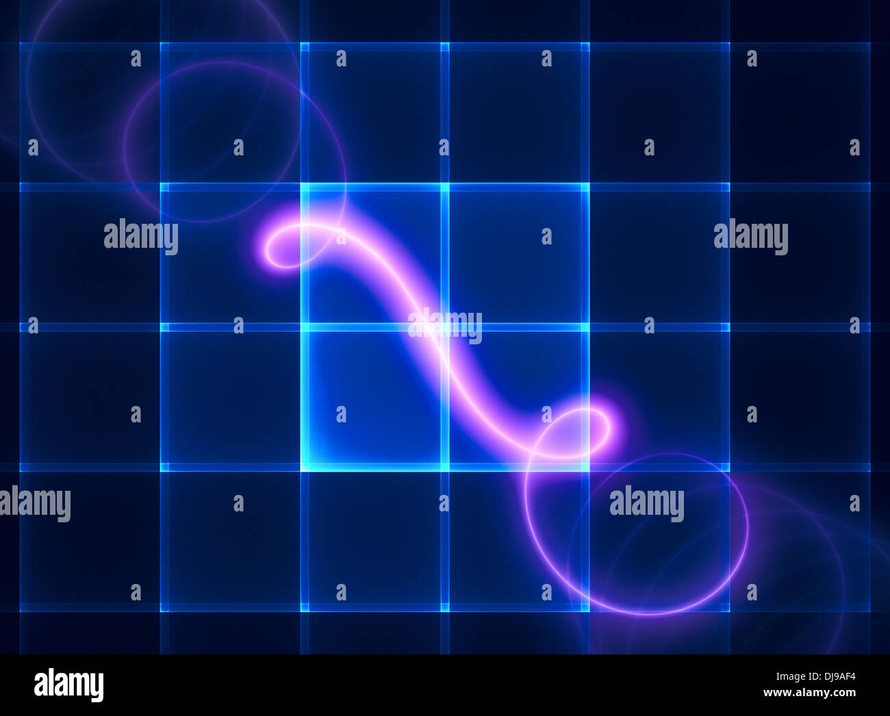 Leuchtende Neon Spirale transparent blue screen Stockfoto
