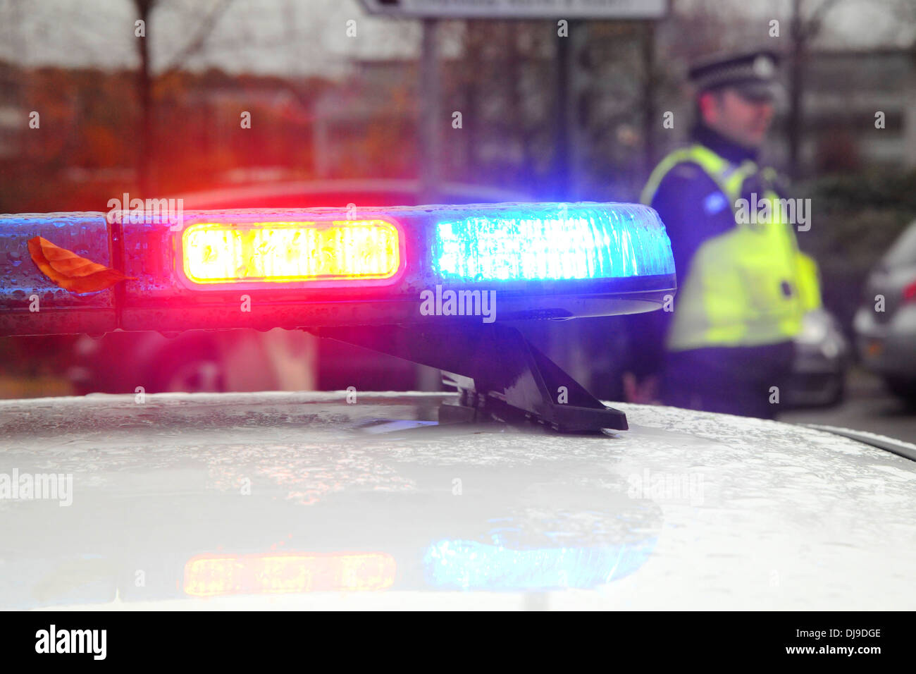 Polizeiauto im Ereignisfall Stockfoto