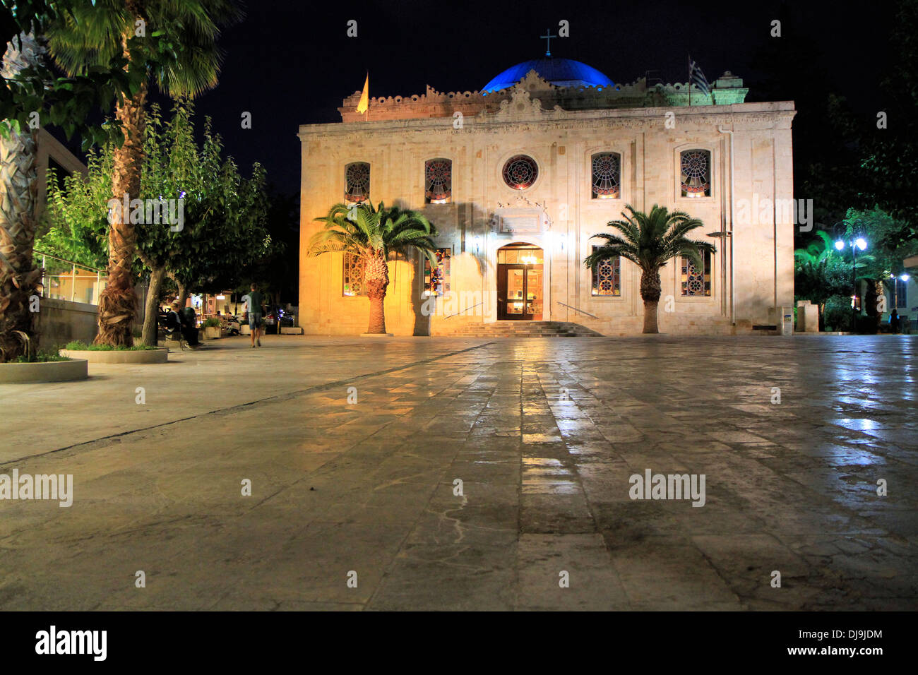 Agios Titos-Kirche bei Nacht, Heraklion, Kreta, Griechenland Stockfoto