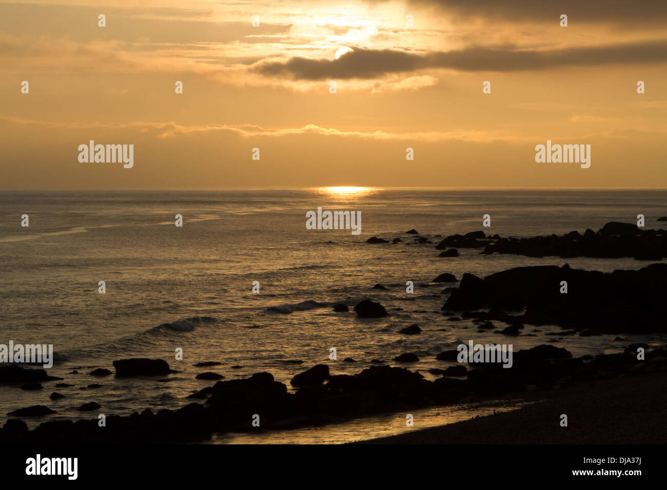 Sonnenuntergang von Samphire Hoe Stockfoto