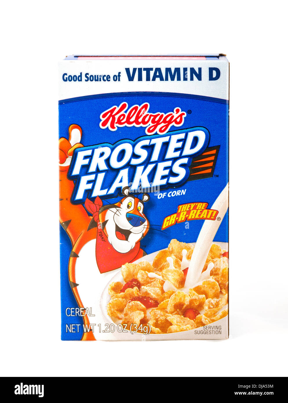 Päckchen von Kelloggs bereifte Flocken Frühstück Getreide aus einem Fun Pak, USA Stockfoto