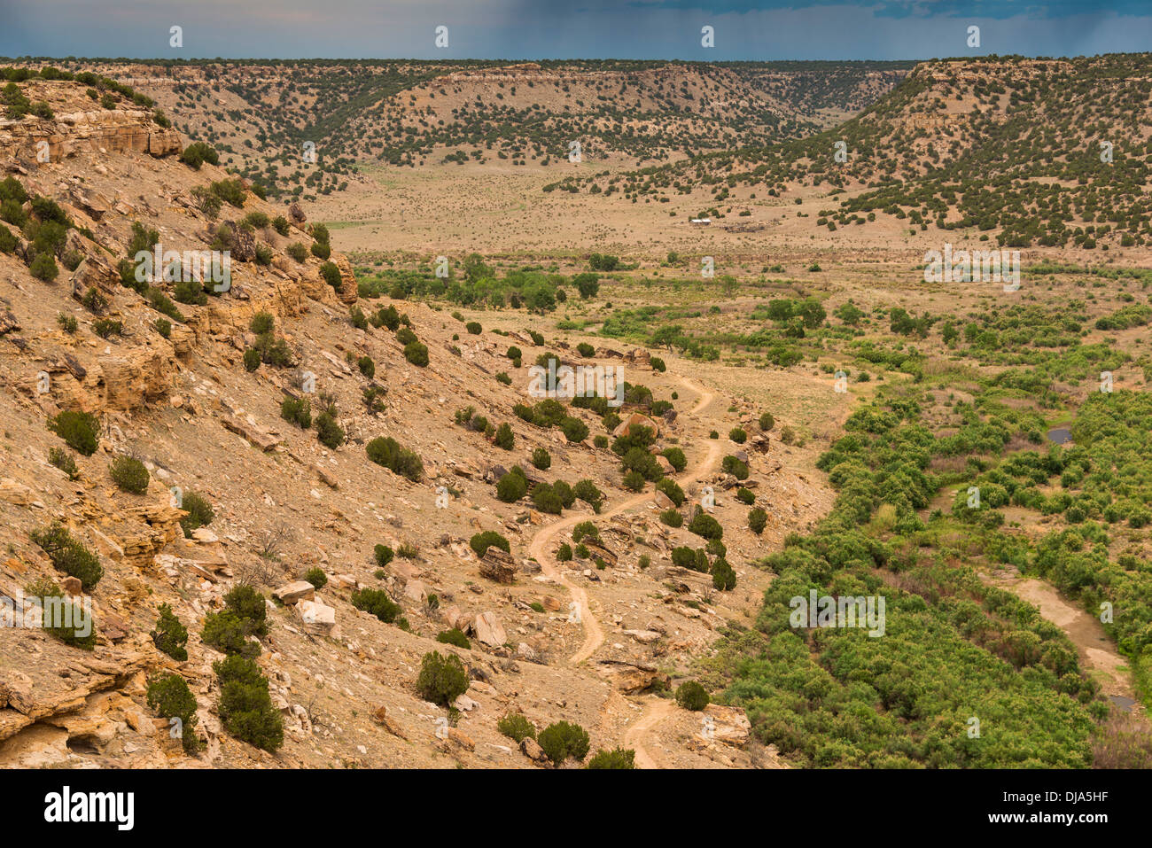 Blick auf den Canyon Purgatoire Fluss, Picketwire Canyonlands, Comanche National Grassland südlich von La Junta, Colorado. Stockfoto