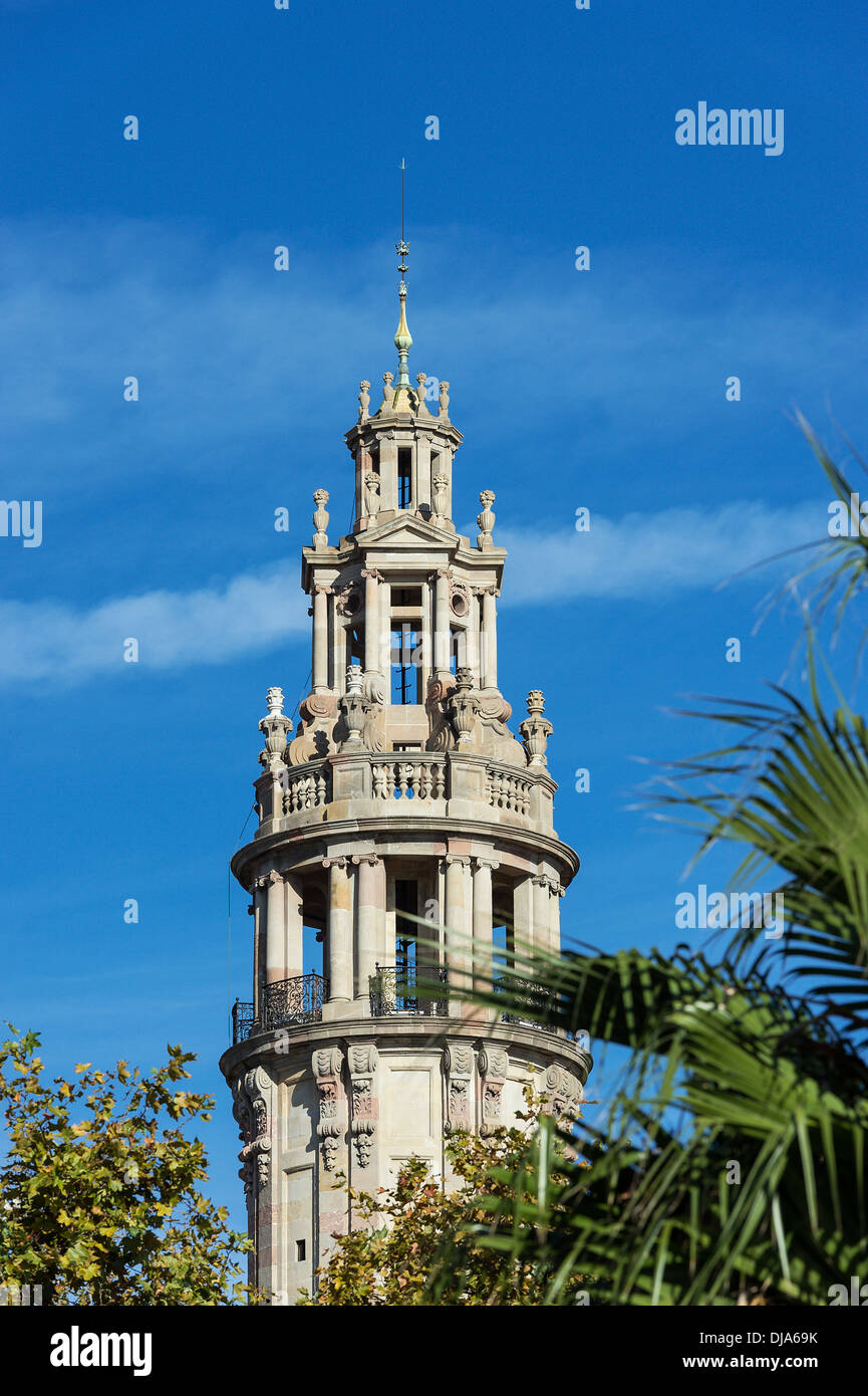 Alte Post Office Tower, Barcelona, Spanien. Stockfoto