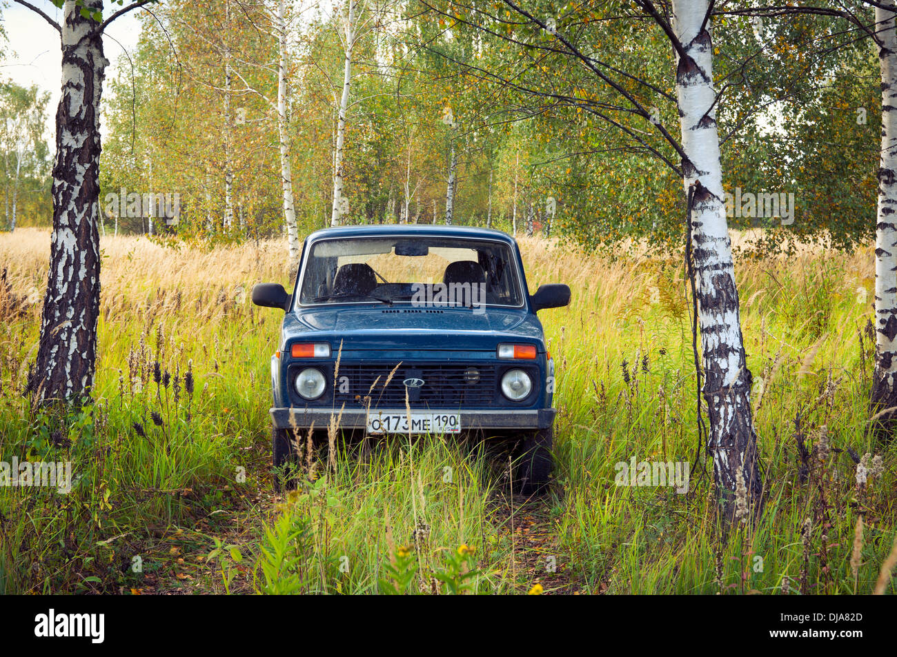 Sowjetische und russische SUV Lada Niva 4 x 4 Stockfoto