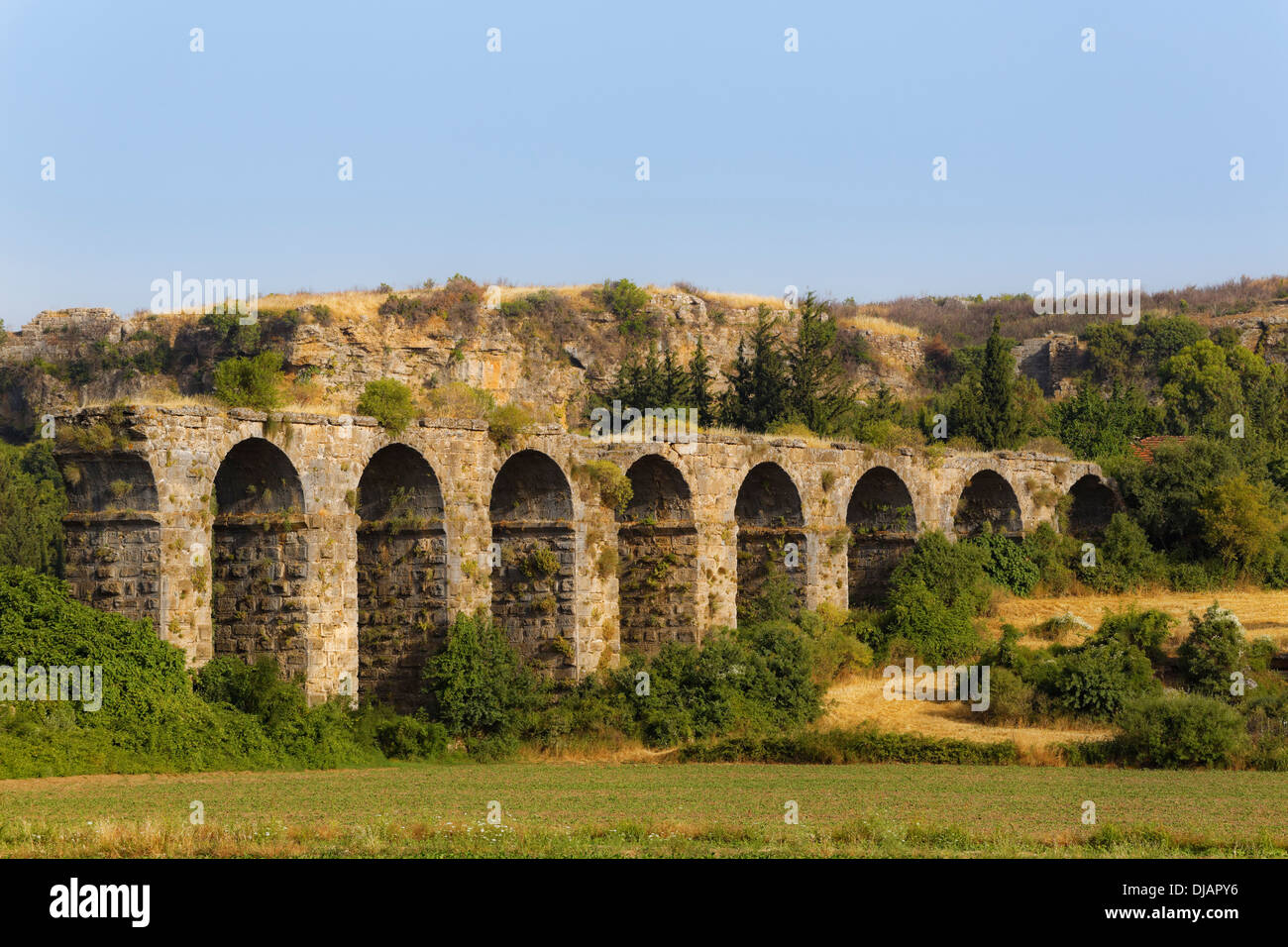 Aquädukt, antiken Stadt Aspendos, Pamphylien, Provinz Antalya, Türkei Stockfoto