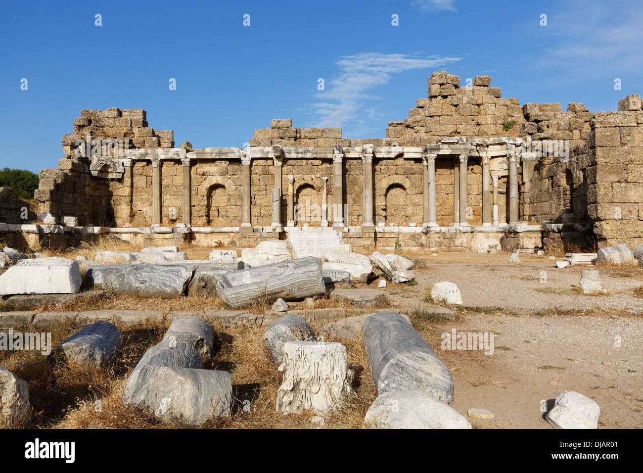 Geben Sie Agora oder Bibliothek, antiken Stadt Side, Pamphylien, Provinz Antalya, Türkei Stockfoto