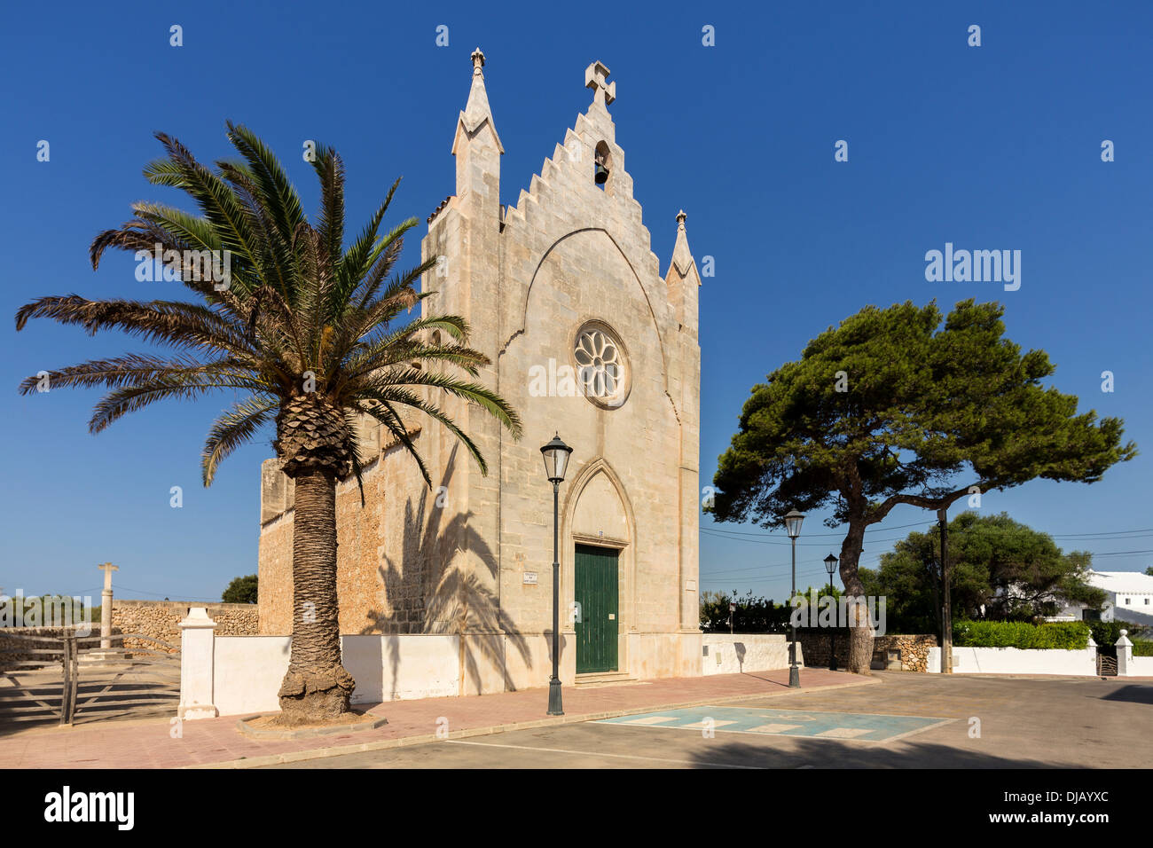 Der Kirche Església de Sant Gaietà, Llucmaçanes, Minorca, Balearen, Spanien Stockfoto