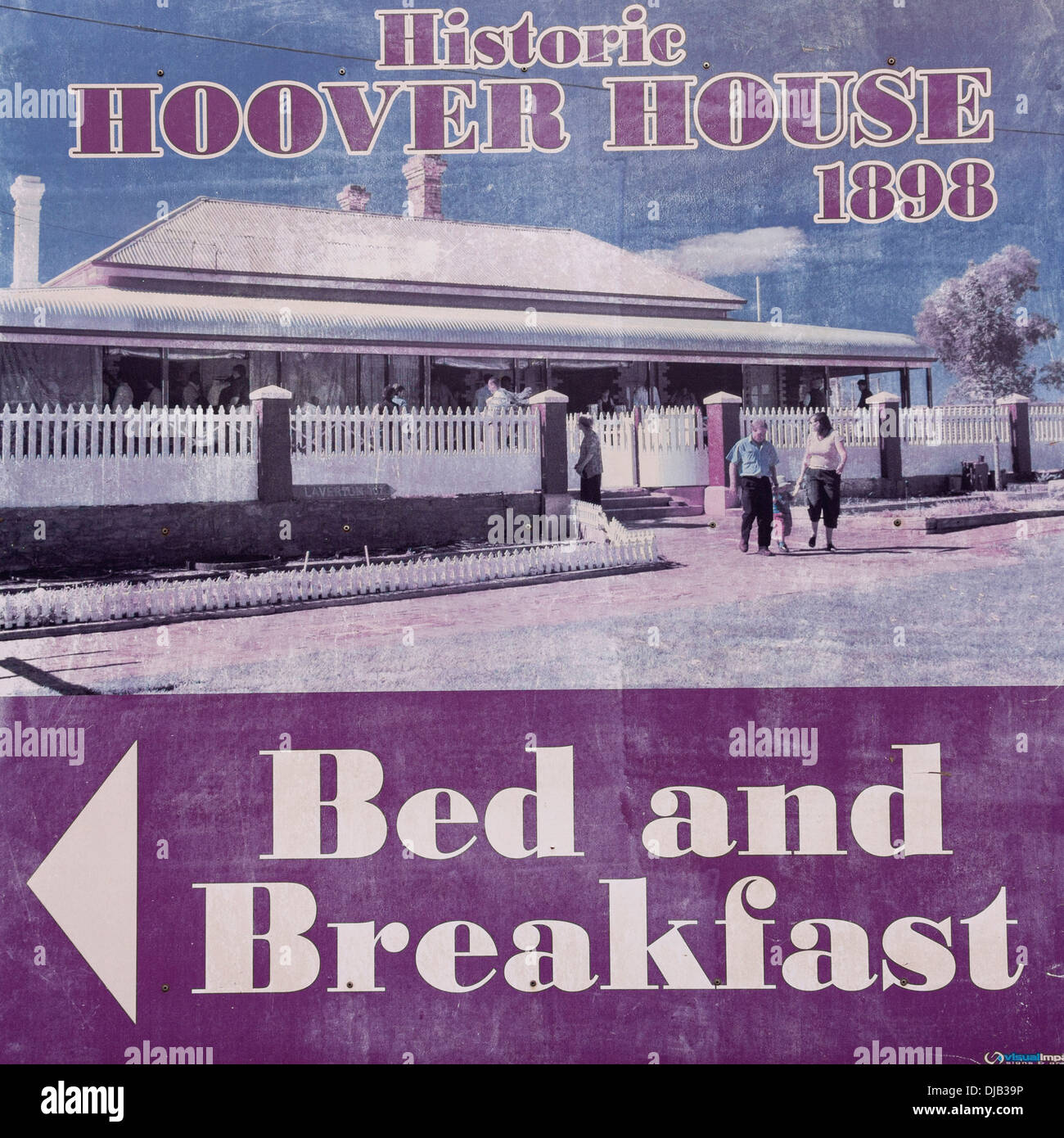 Hoover House Bed and Breakfast Zeichen, Gwalia, Leonora Western Australia Stockfoto