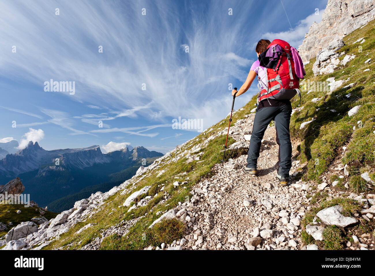 Kletterer, Via Ferrata Giuseppe di Olivieri, Dolomiten, Belluno, Italien Stockfoto