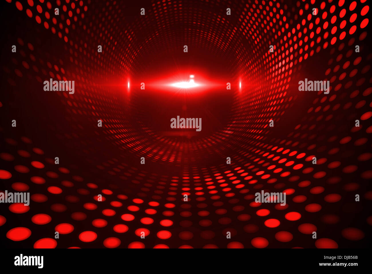 Glänzend rote Punkte auf schwarzem Hintergrund Stockfoto